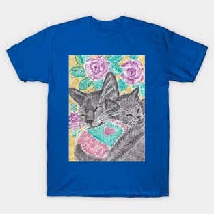 Mother and baby kitten cat art T-Shirt